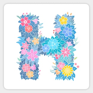 "H" Floral Letter Monogram Magnet